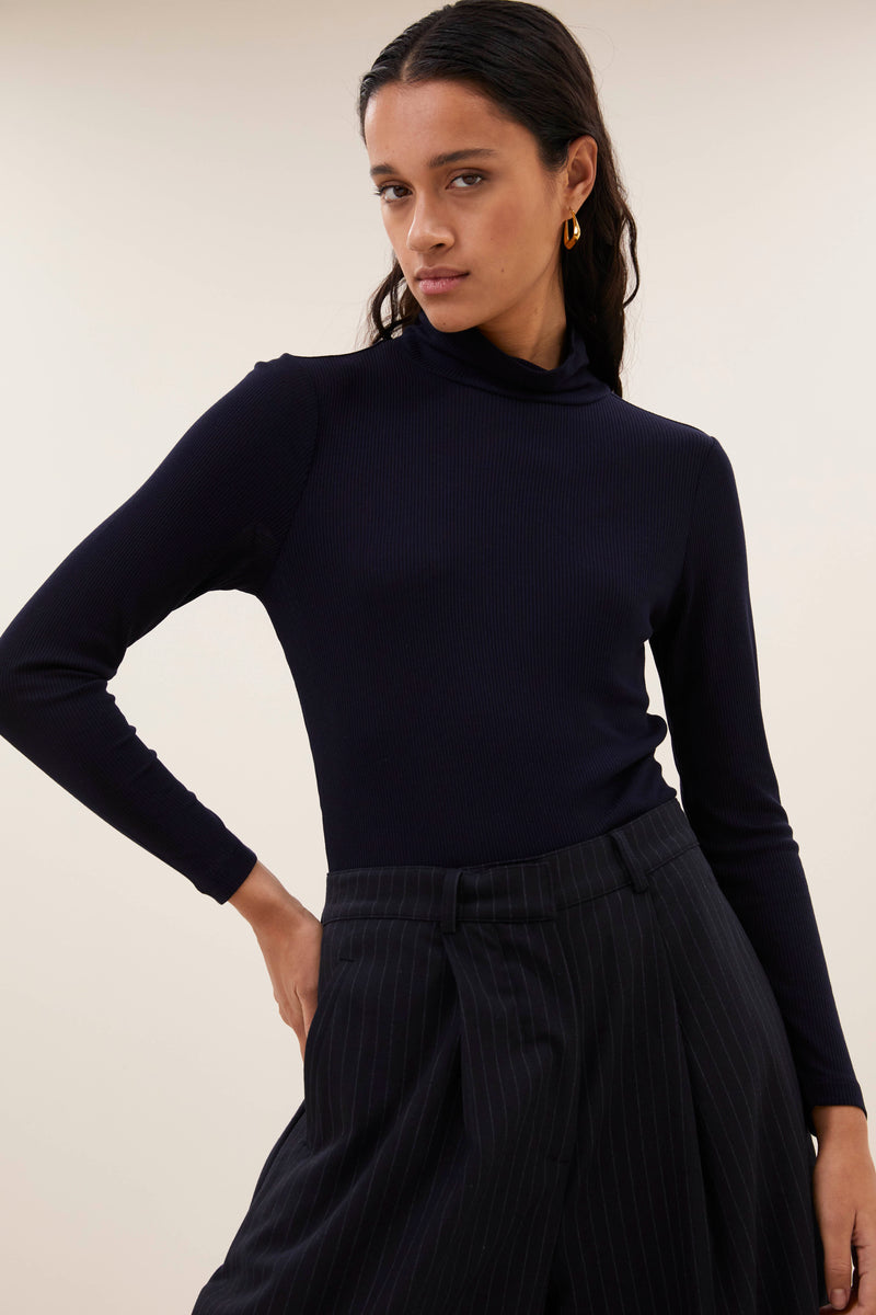 T-shirts lange mouw navy by-bar