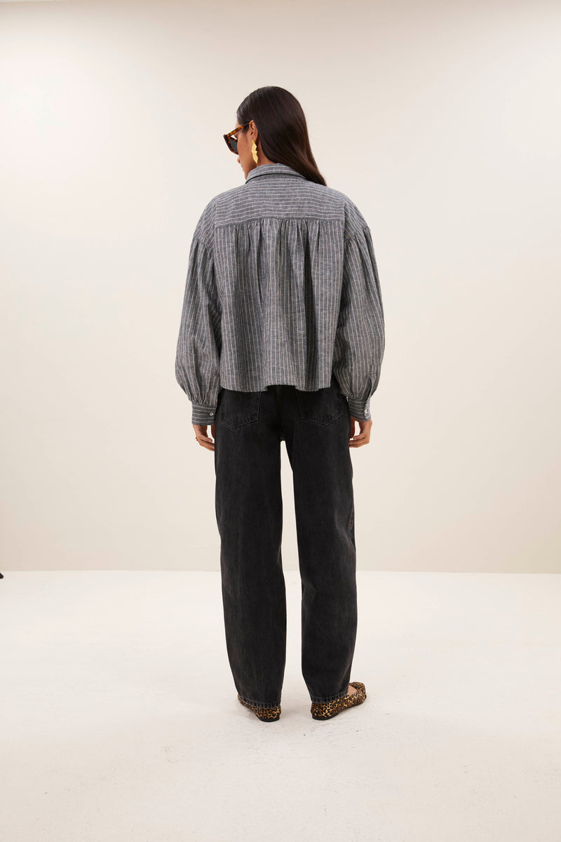 Blouses lange mouw grijs by-bar