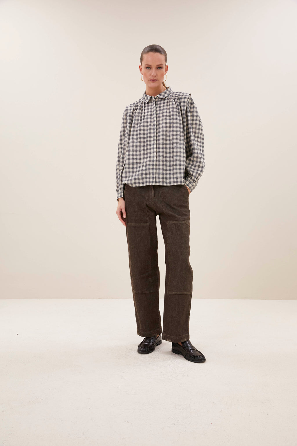Blouses lange mouw grijs by-bar