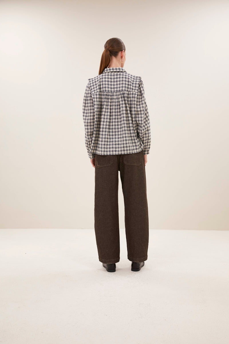 Blouses lange mouw grijs by-bar