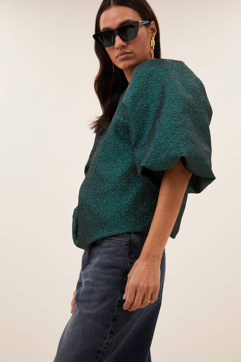 Blouses korte mouw groen by-bar