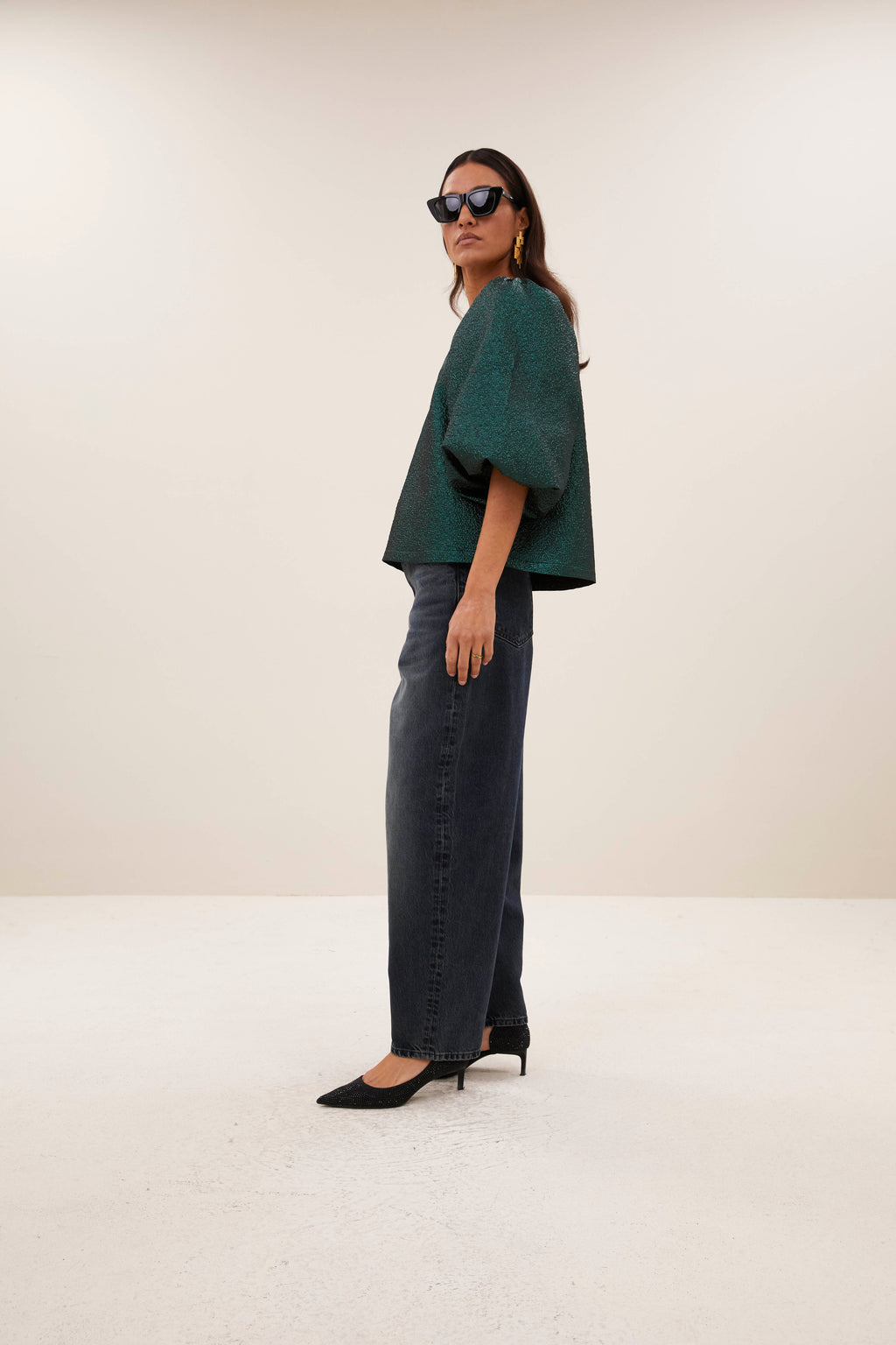 Blouses korte mouw groen by-bar