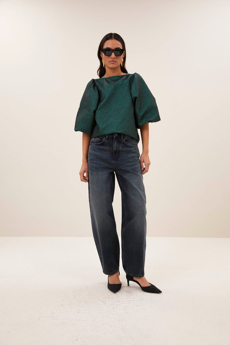 Blouses korte mouw groen by-bar