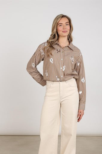 Blouses lange mouw bruin NUKUS