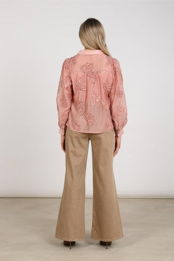 Blouses lange mouw roze NUKUS