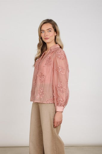 Blouses lange mouw roze NUKUS