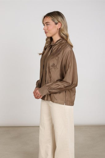 Blouses lange mouw bruin NUKUS