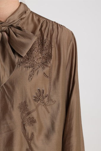 Blouses lange mouw bruin NUKUS
