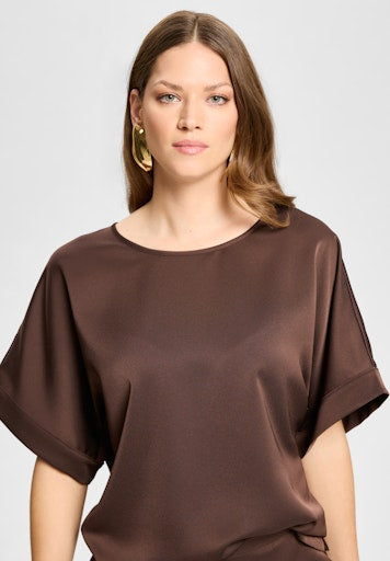 Blouses korte mouw bruin SWING