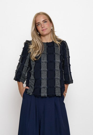 Blouses lange mouw blauw Minus