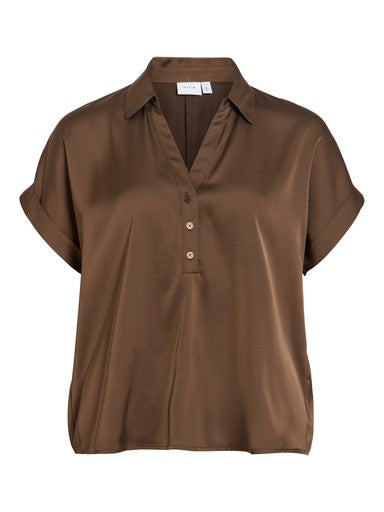 Blouses korte mouw bruin VILA