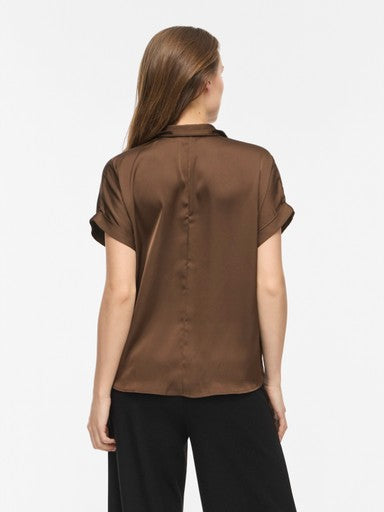 Blouses korte mouw bruin VILA