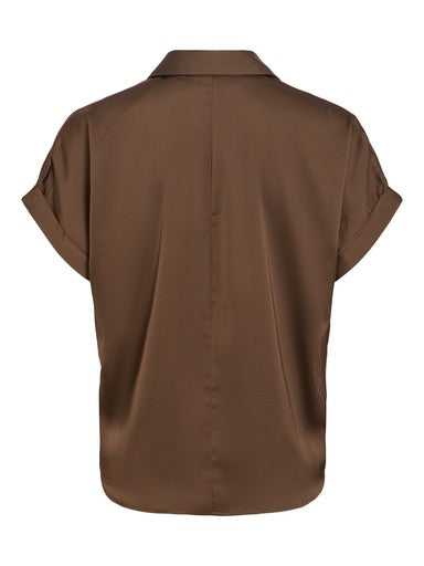 Blouses korte mouw bruin VILA