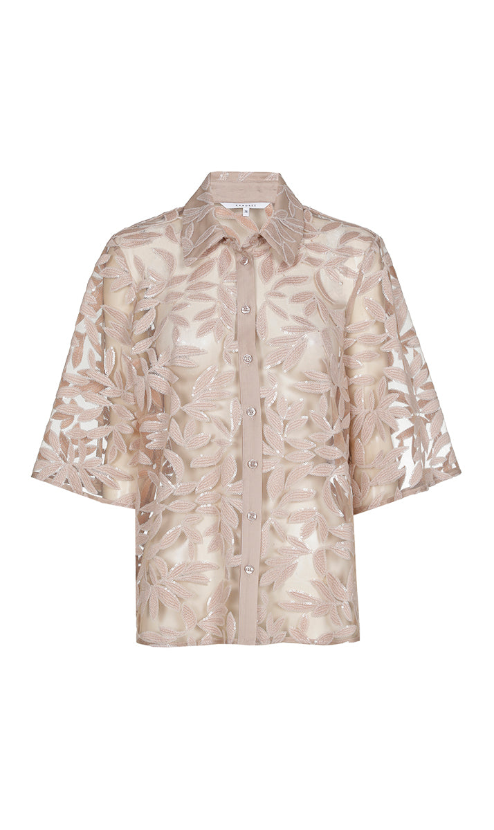 Blouses korte mouw beige Xandres