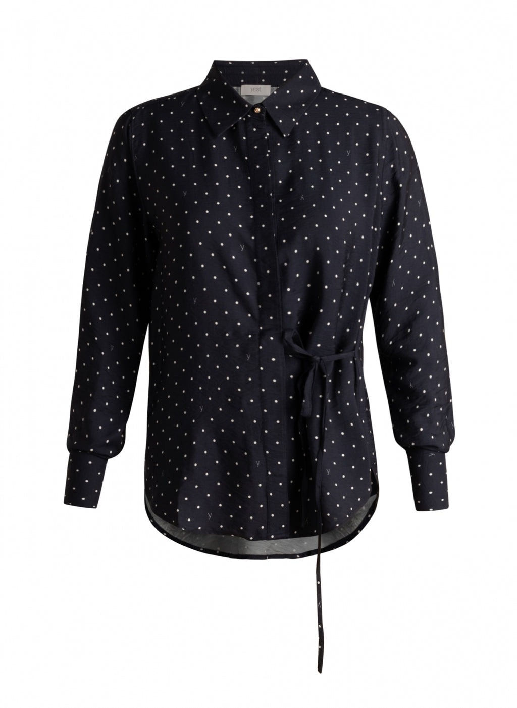 Blouses lange mouw navy yest curve