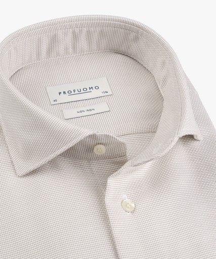 Hemden lange mouw beige Profuomo