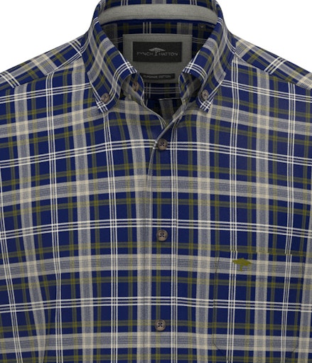 Hemden lange mouw blauw Fynch-Hatton