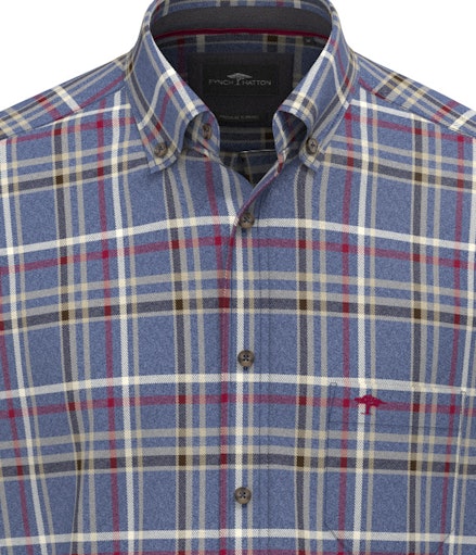 Hemden lange mouw blauw Fynch-Hatton