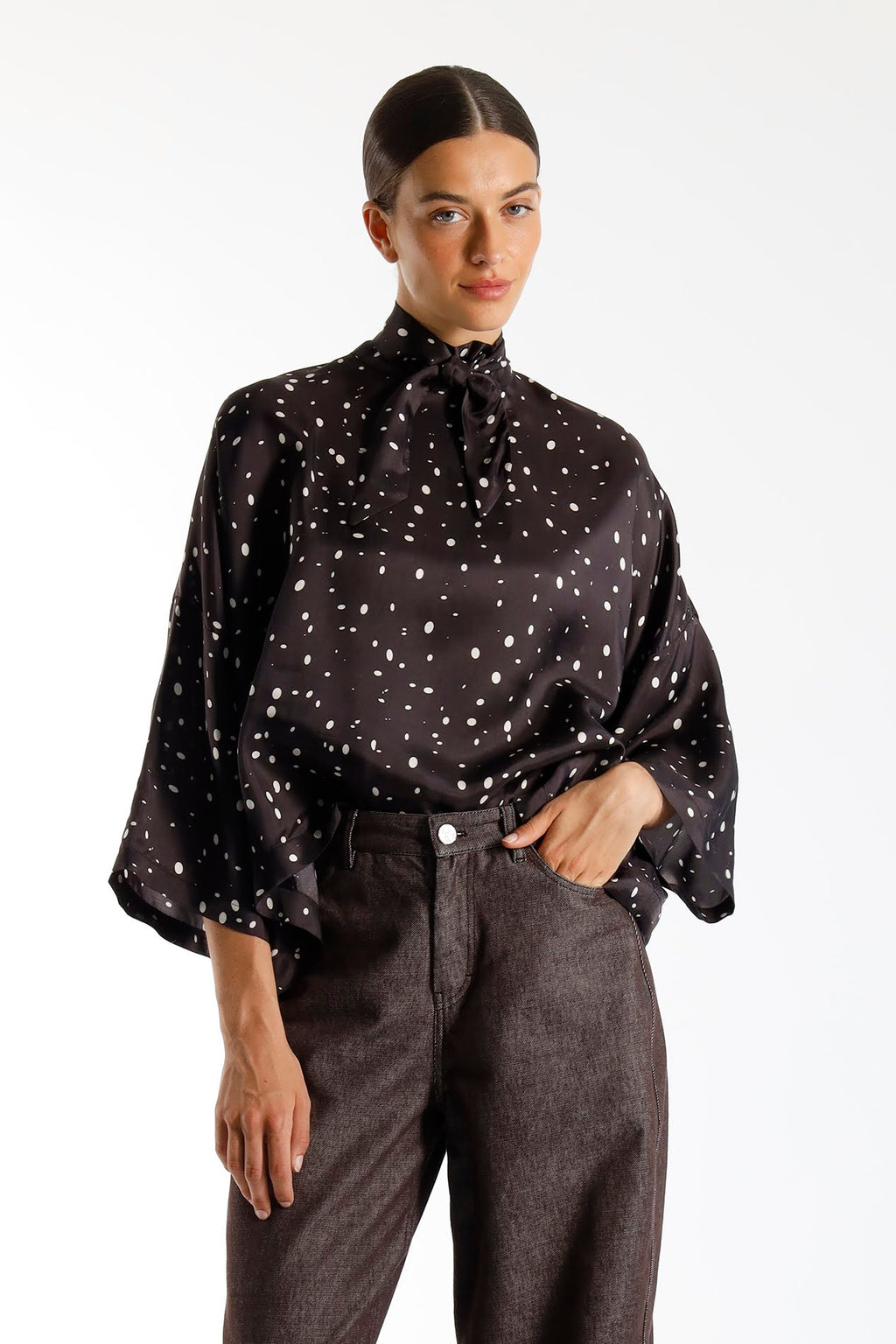 Blouses lange mouw bruin Julia June