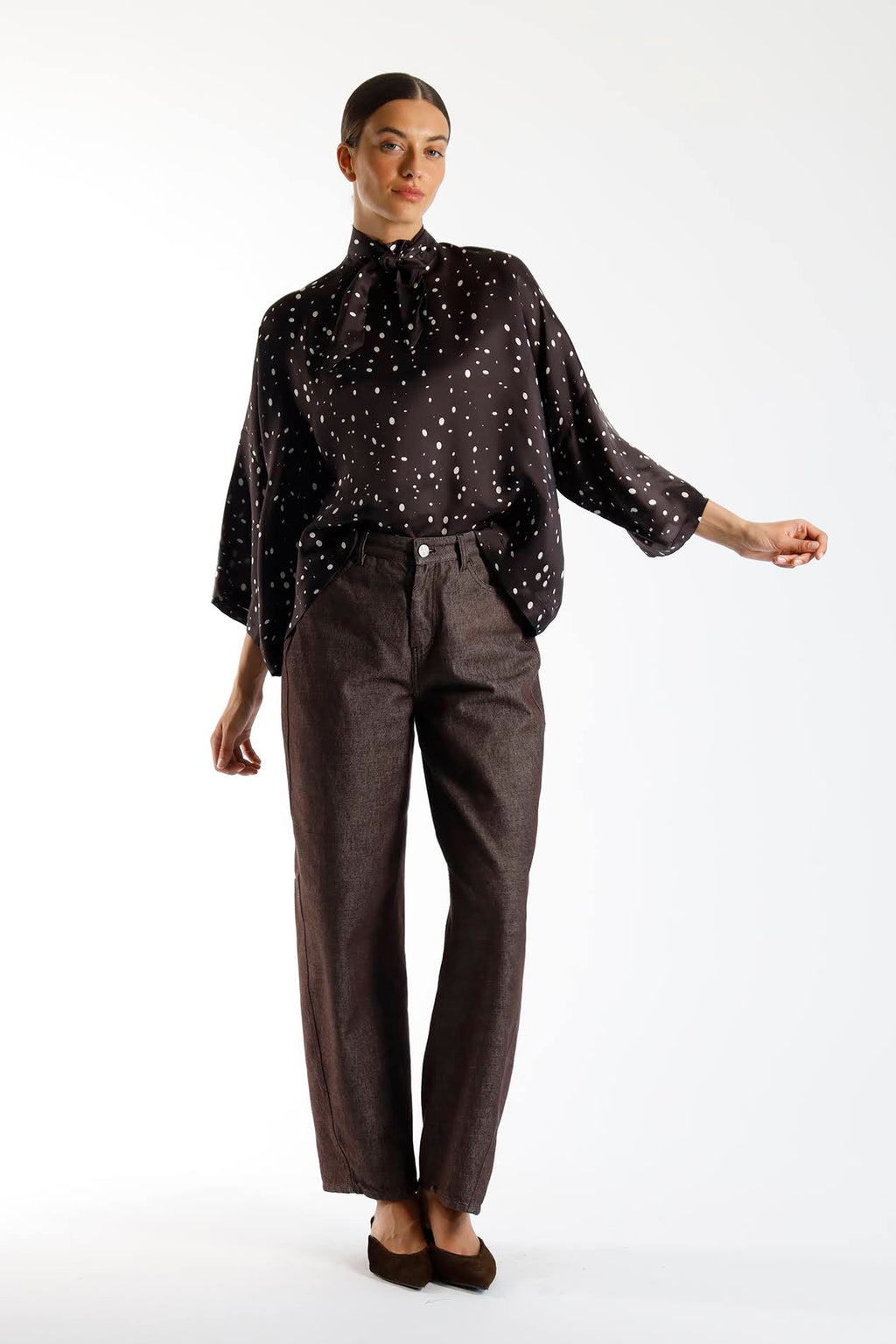 Blouses lange mouw bruin Julia June