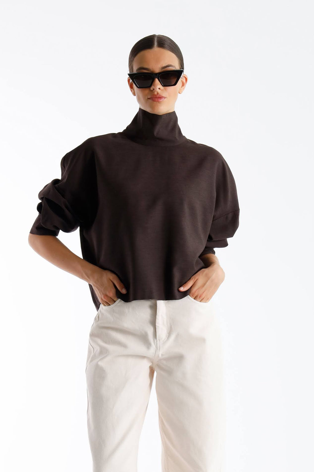 Blouses lange mouw bruin Julia June