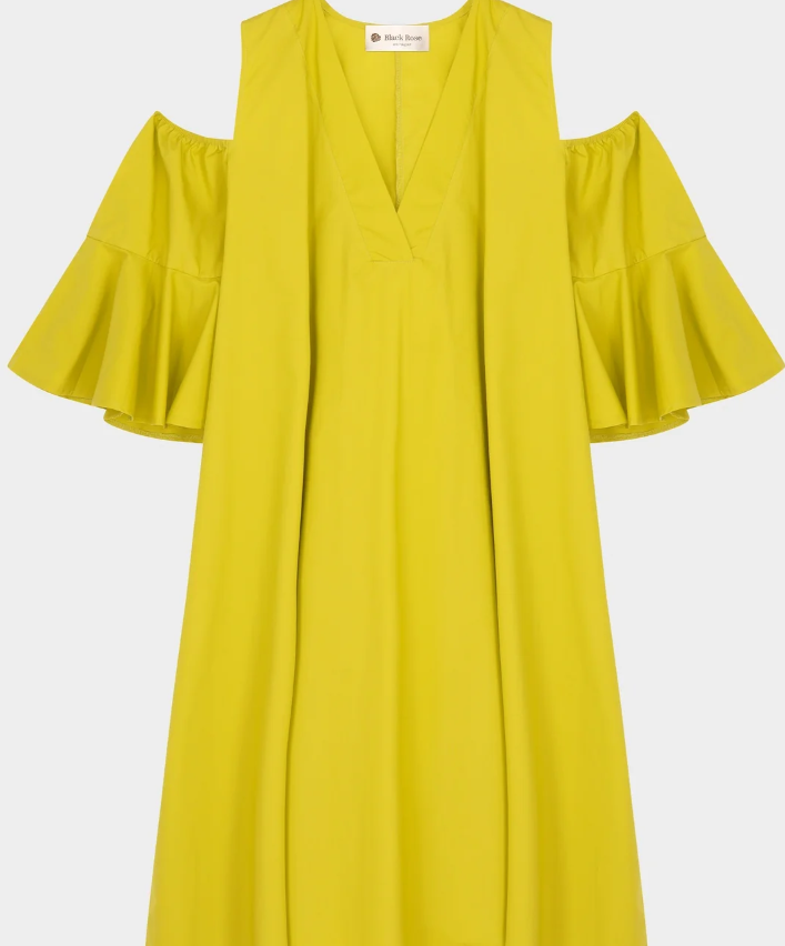 Jurken korte mouw groen BLACK ROSE