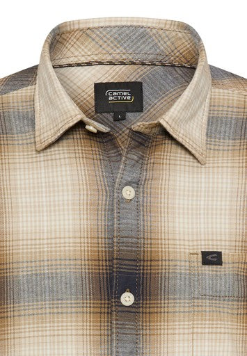 Hemden lange mouw bruin Camel active