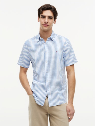 Hemden korte mouw blauw Tommy Hilfiger