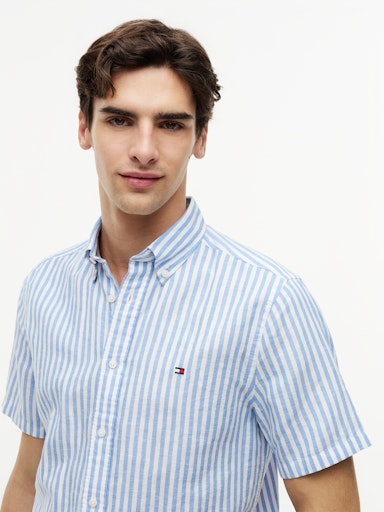 Hemden korte mouw blauw Tommy Hilfiger