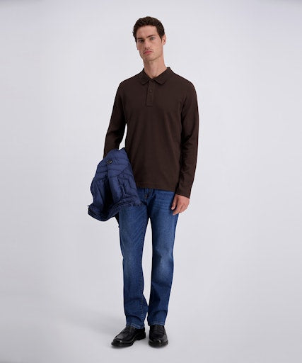 Polo's lange mouw bruin Pierre Cardin
