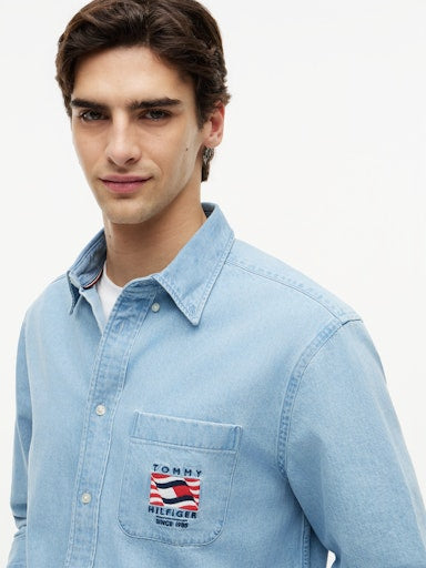 Hemden lange mouw grijs Tommy Hilfiger