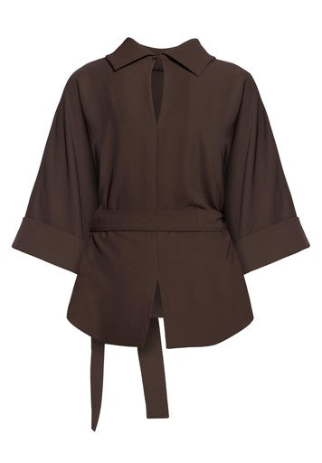Blouses korte mouw bruin Vera Mont