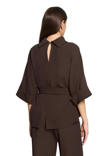 Blouses korte mouw bruin Vera Mont