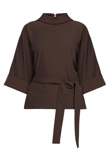 Blouses korte mouw bruin Vera Mont