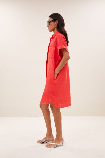Jurken korte mouw rood by-bar