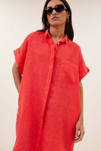 Jurken korte mouw rood by-bar