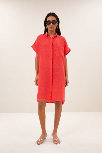 Jurken korte mouw rood by-bar