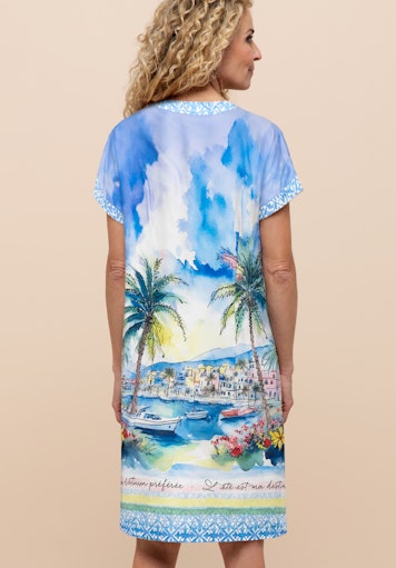 Jurken lange mouw blauw Bianca