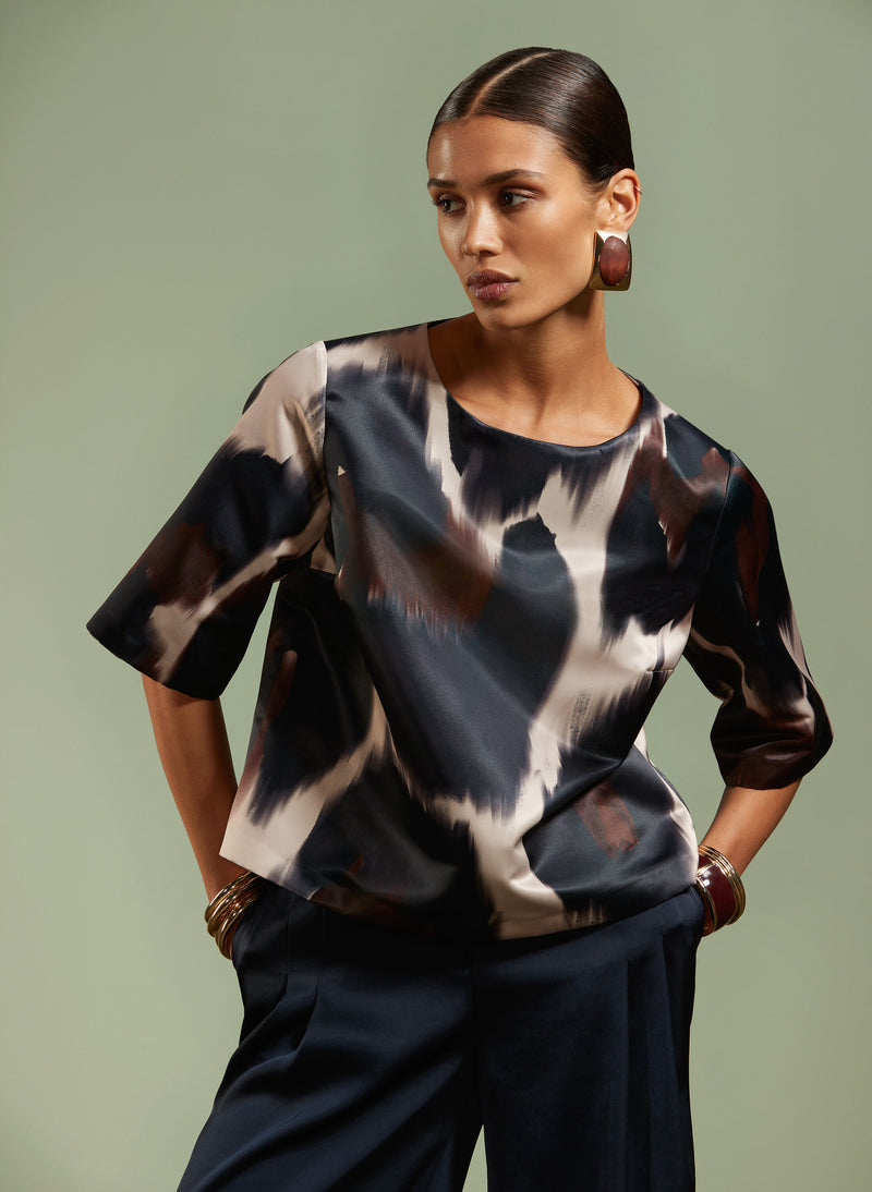 Blouses korte mouw blauw Atmos