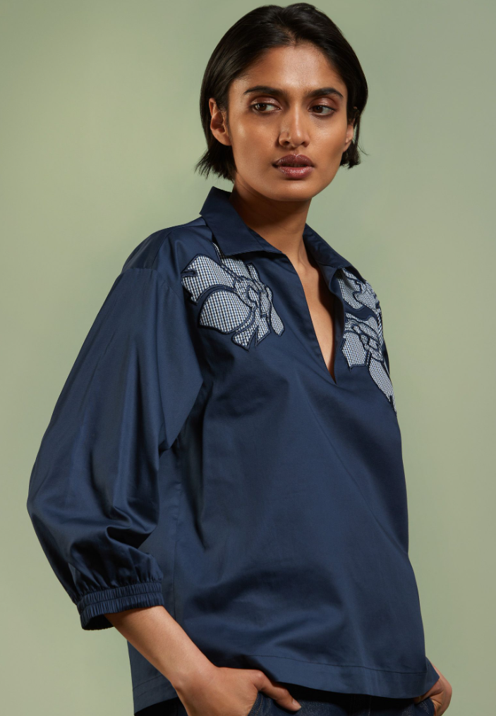 Blouses lange mouw blauw Atmos