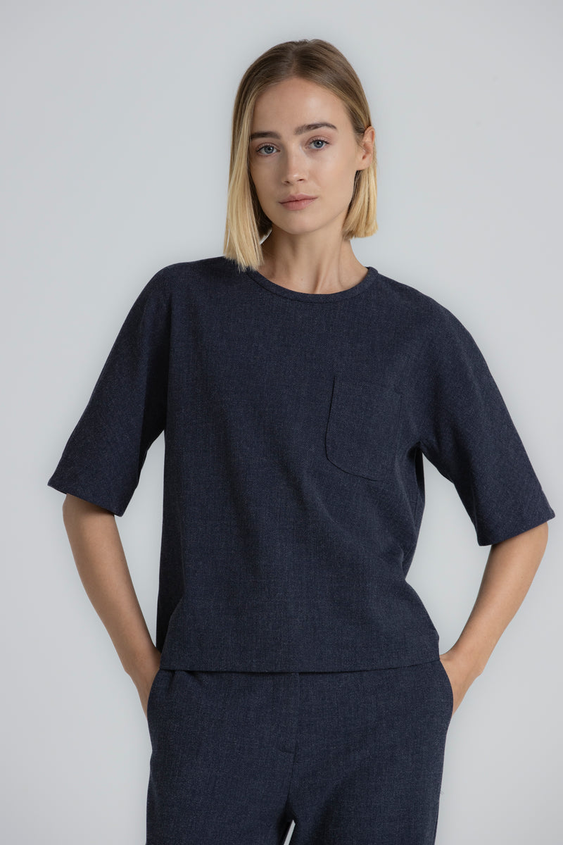 Blouses korte mouw blauw Gigue