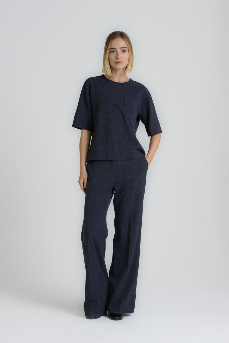 Blouses korte mouw blauw Gigue