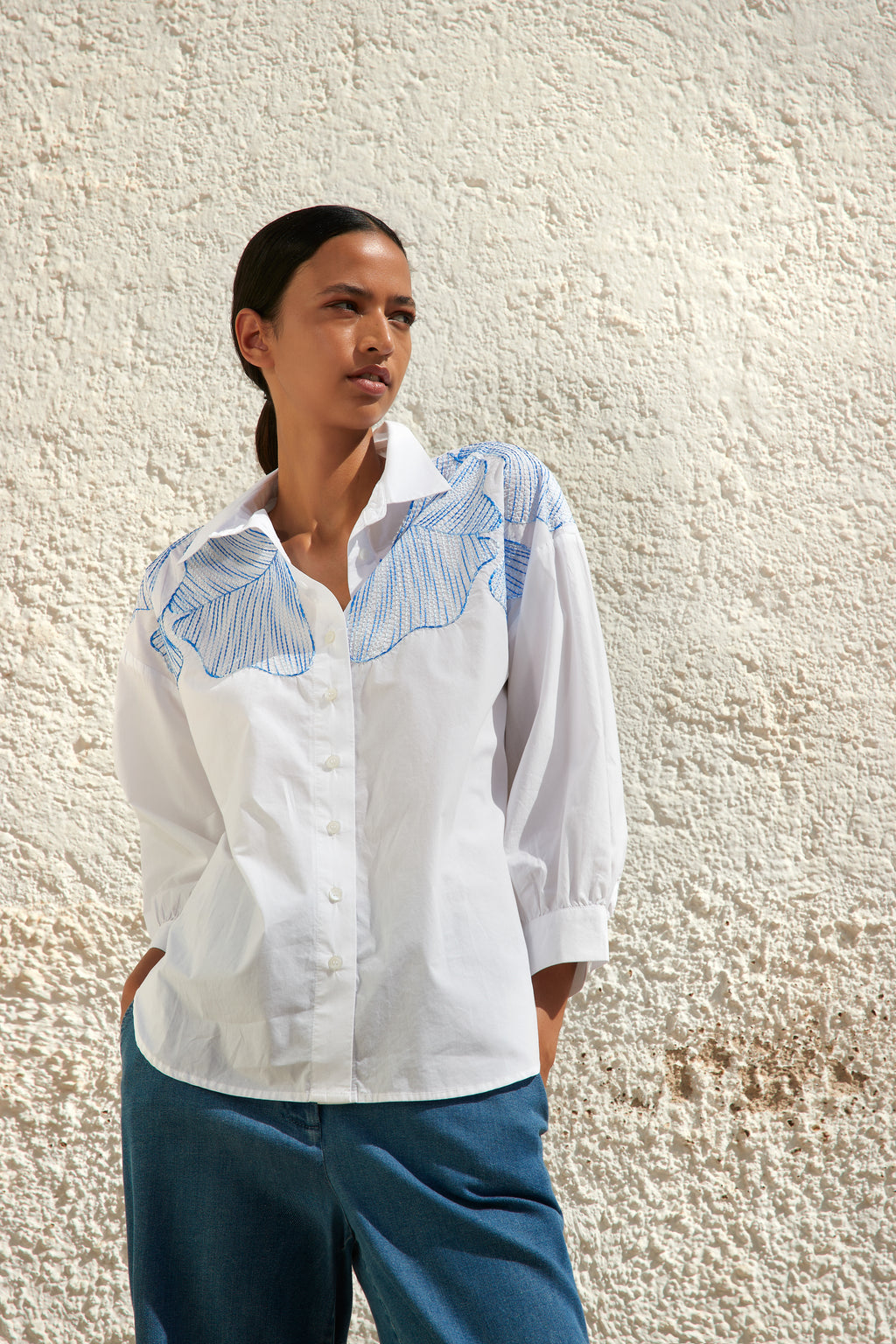 Blouses lange mouw blauw Atmos