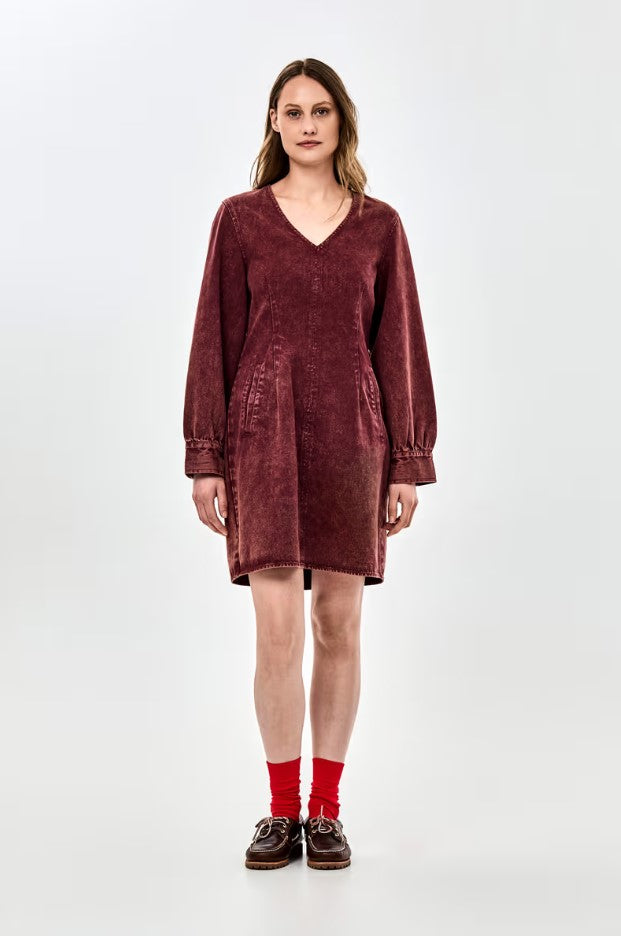 Jurken lange mouw bordeaux CKS