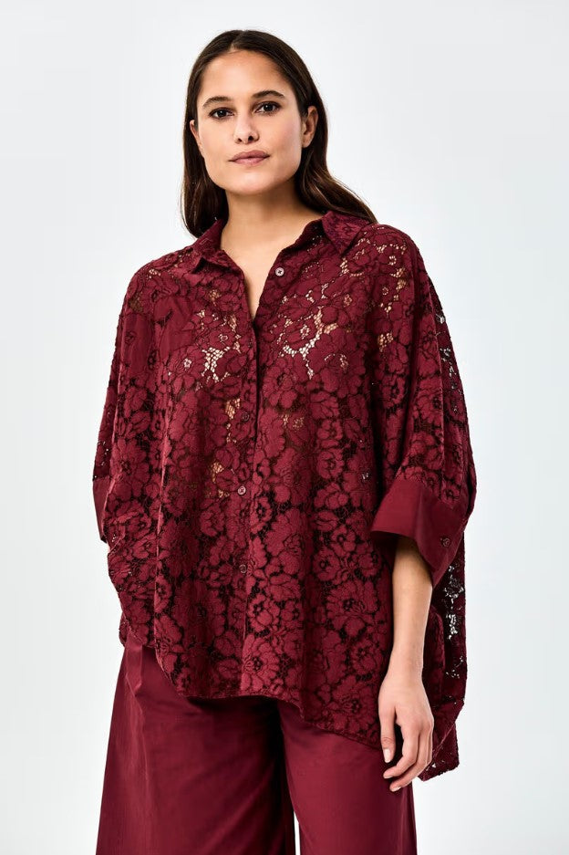 Blouses korte mouw bordeaux CKS
