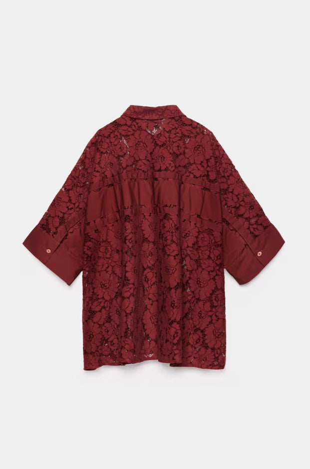 Blouses korte mouw bordeaux CKS