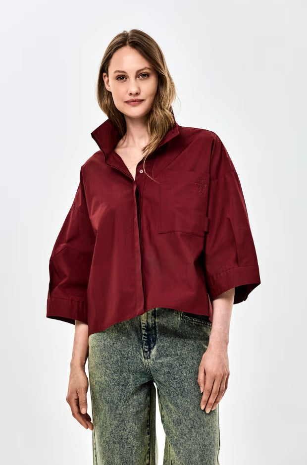 Blouses korte mouw bordeaux CKS