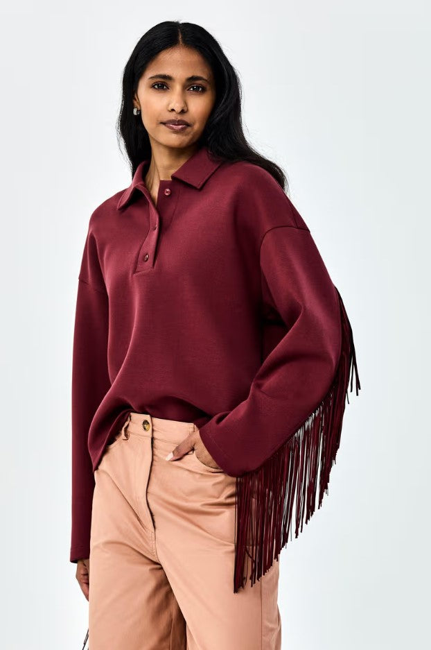 Polo's lange mouw bordeaux CKS