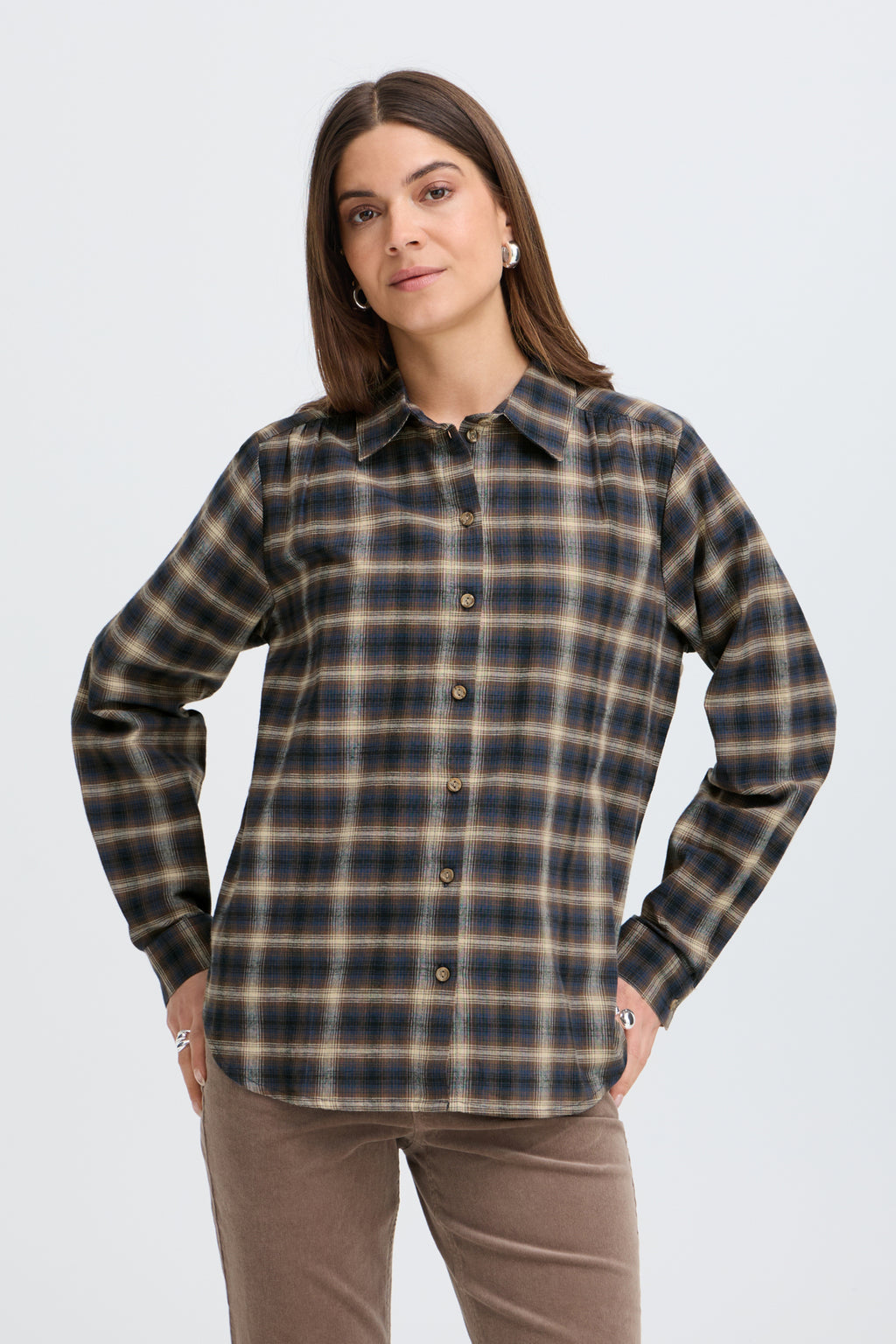 Blouses lange mouw bruin Pulz Jeans