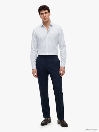 Hemden lange mouw blauw Tommy Hilfiger